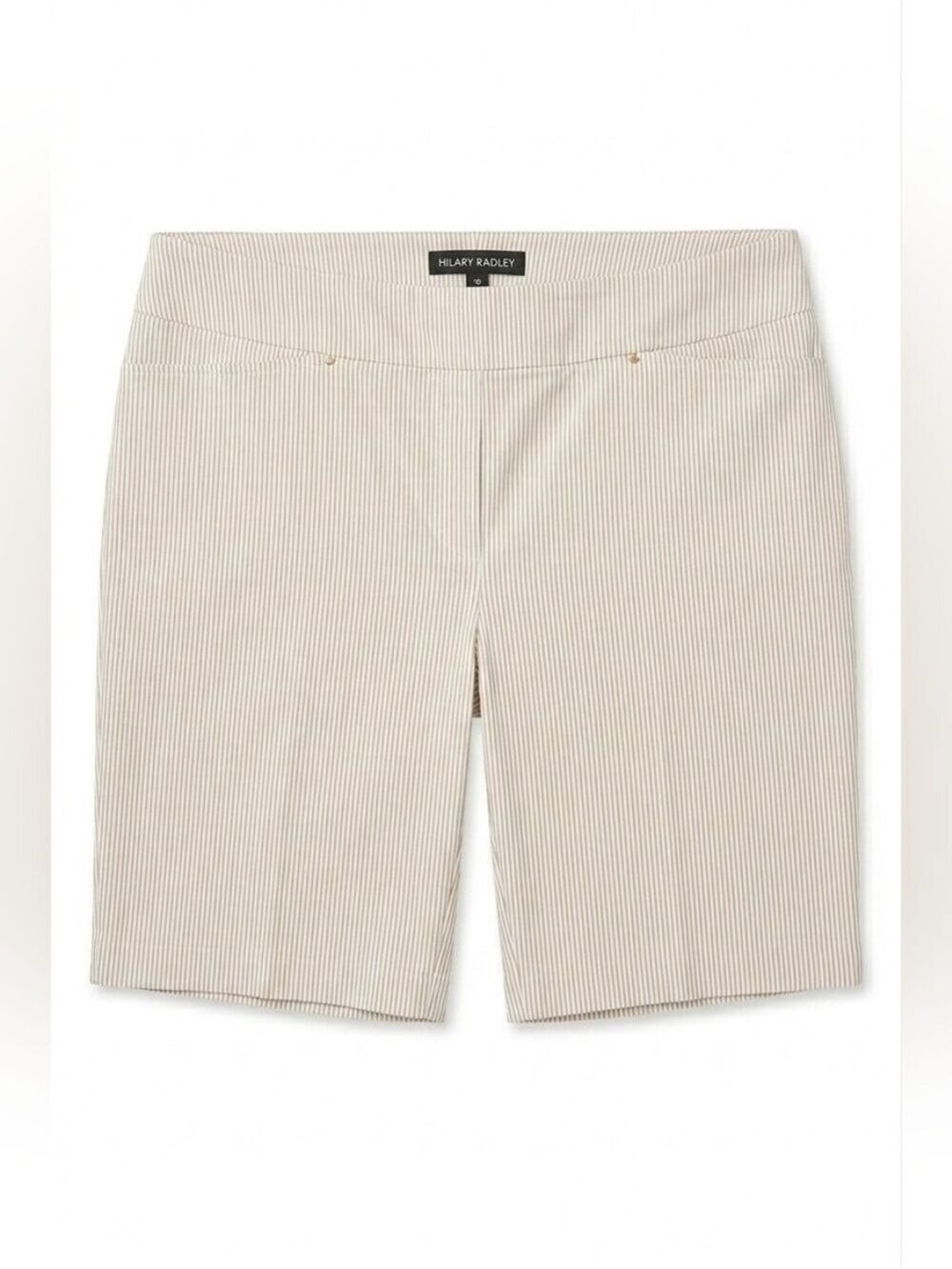 Hilary Radley White and Beige Pinstripe Bermuda Shorts Tummy Control NWT Size 16